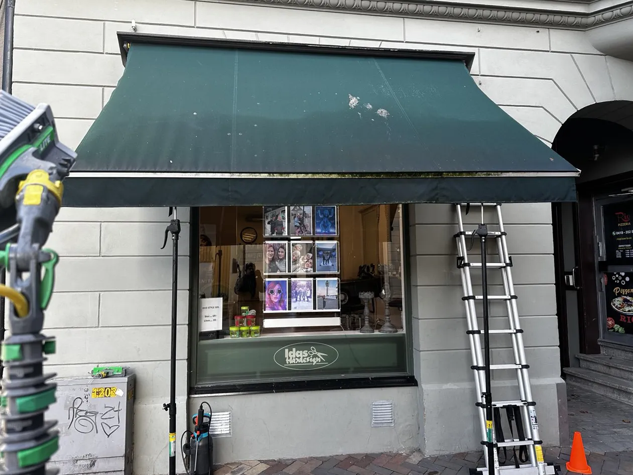 Rengöring markis i Landskrona för Idas Hårdesign - Thefläck städtjänst 1